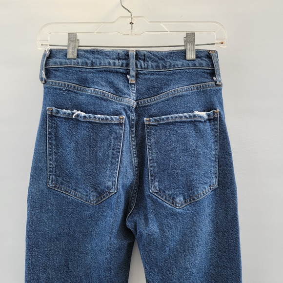 Agolde Riley Distressed Jeans Size 26 Blue Medium Wash Minimalist Designer Denim - Picture 12 of 16